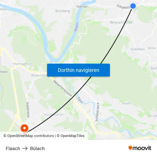 Flaach to Bülach map