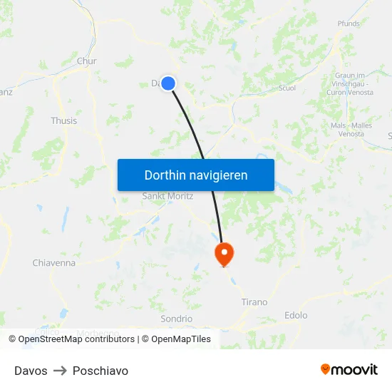 Davos to Poschiavo map