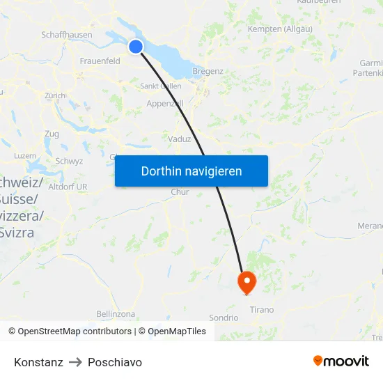Konstanz to Poschiavo map
