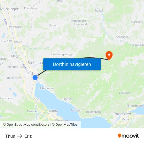 Thun to Eriz map
