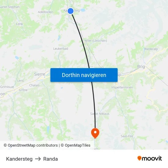 Kandersteg to Randa map