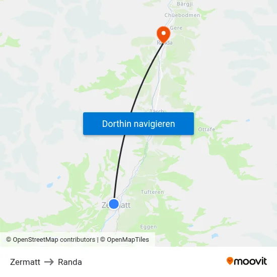Zermatt to Randa map