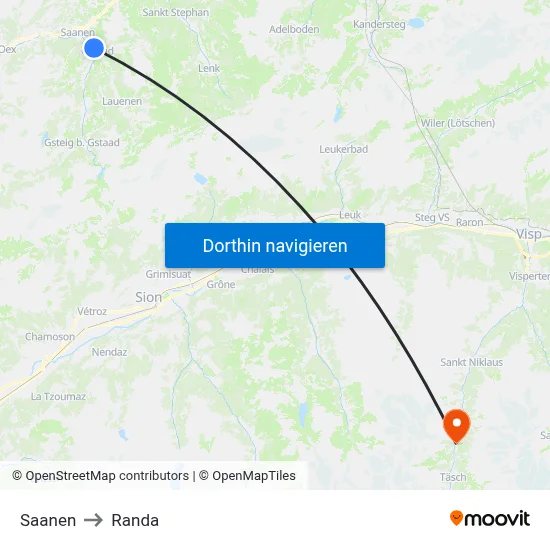 Saanen to Randa map