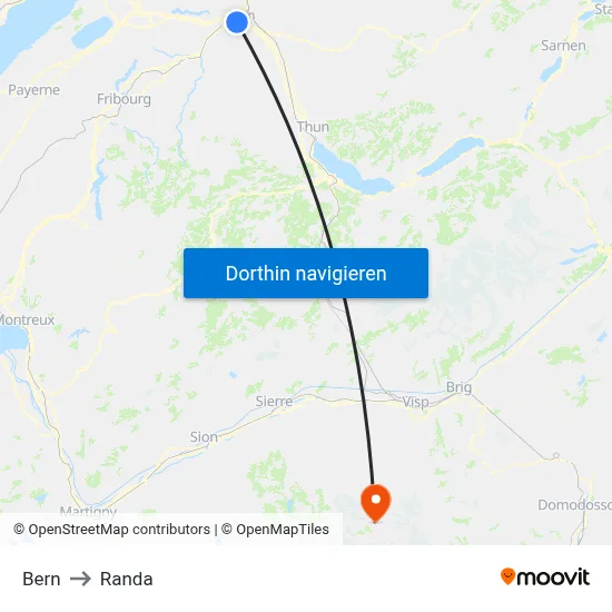 Bern to Randa map