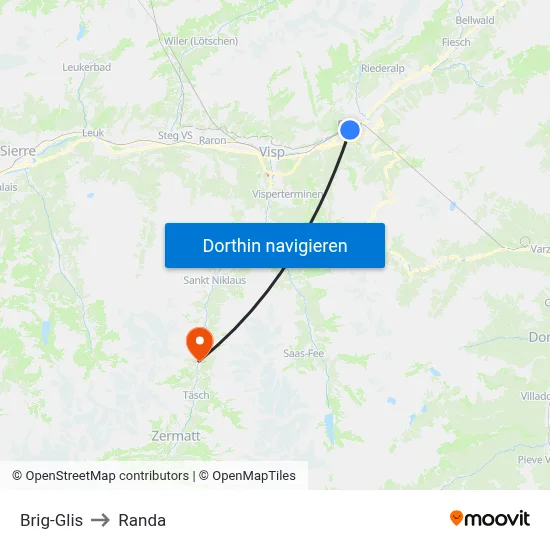 Brig-Glis to Randa map