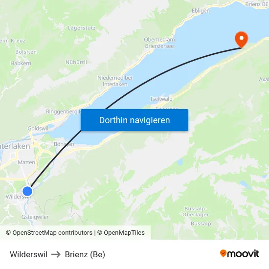 Wilderswil to Brienz (Be) map