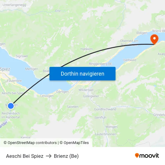 Aeschi Bei Spiez to Brienz (Be) map