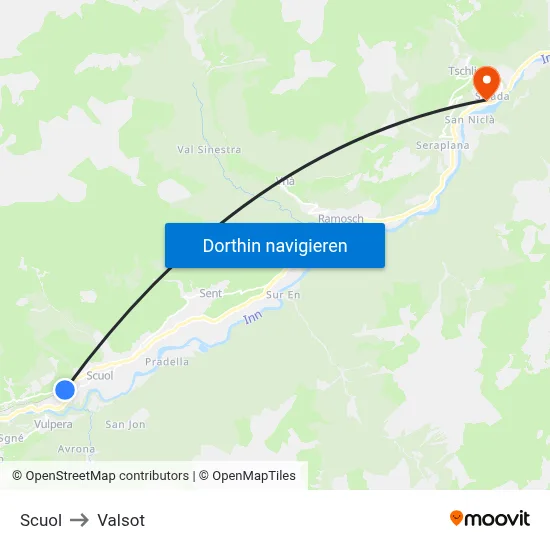 Scuol to Valsot map