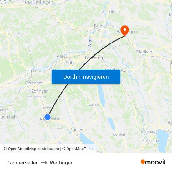Dagmersellen to Wettingen map