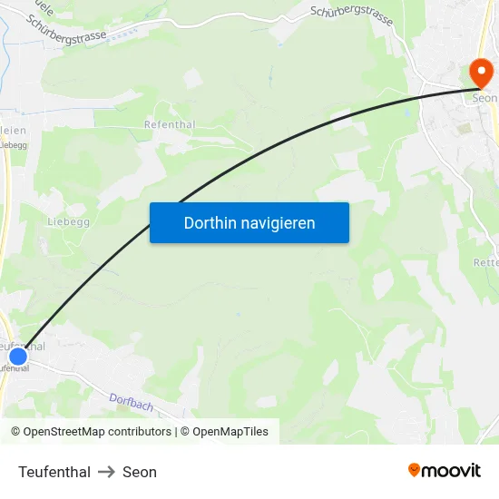 Teufenthal to Seon map