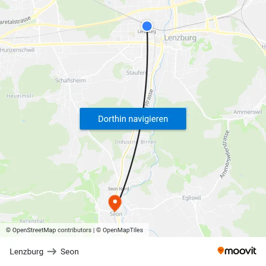 Lenzburg to Seon map