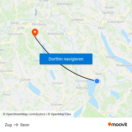Zug to Seon map