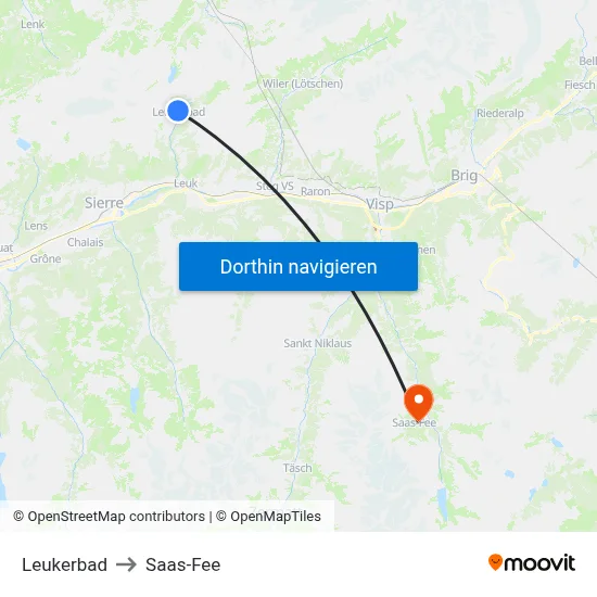 Leukerbad to Saas-Fee map