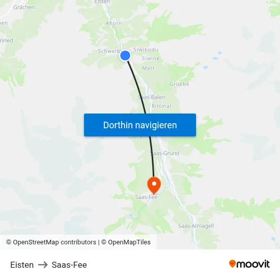 Eisten to Saas-Fee map