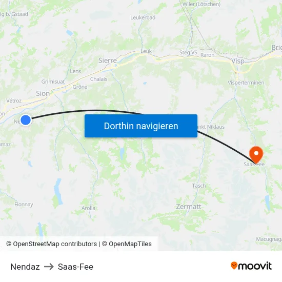 Nendaz to Saas-Fee map