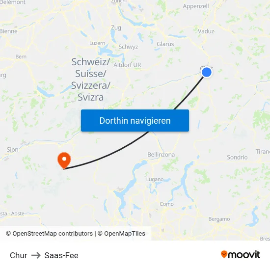 Chur to Saas-Fee map