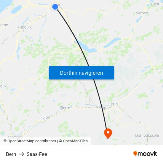 Bern to Saas-Fee map