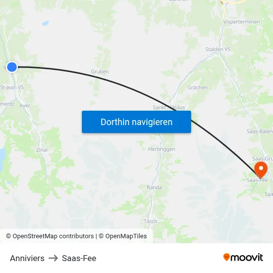 Anniviers to Saas-Fee map