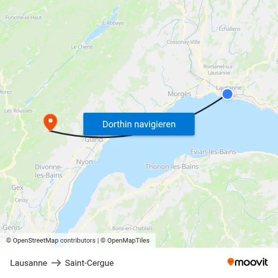 Lausanne to Saint-Cergue map