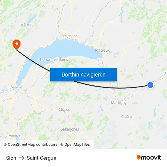 Sion to Saint-Cergue map