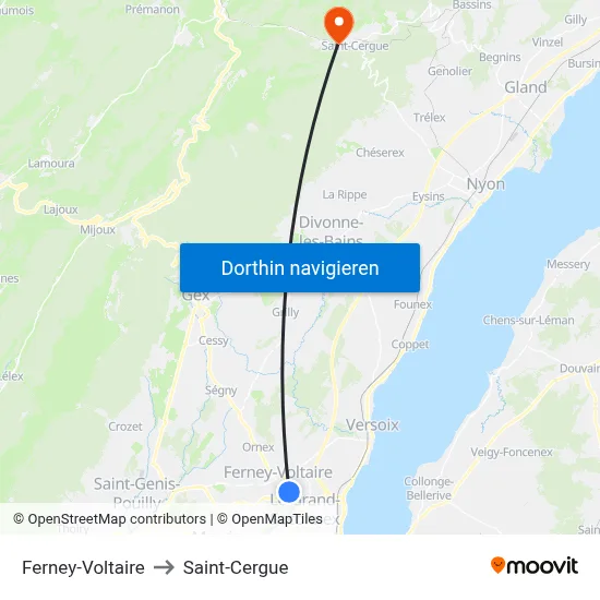 Ferney-Voltaire to Saint-Cergue map