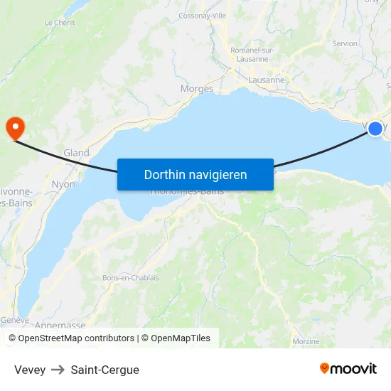 Vevey to Saint-Cergue map