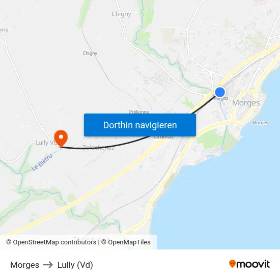 Morges to Lully (Vd) map