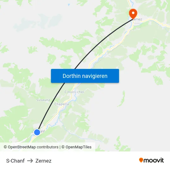 S-Chanf to Zernez map
