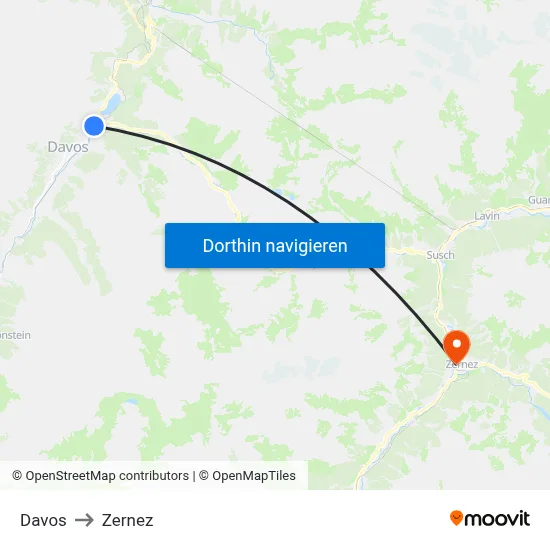 Davos to Zernez map