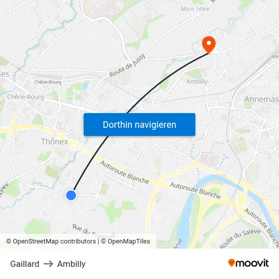 Gaillard to Ambilly map