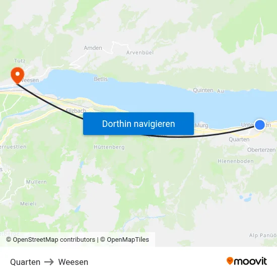 Quarten to Weesen map