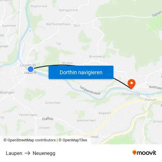 Laupen to Neuenegg map