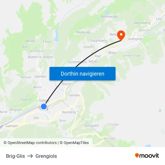 Brig-Glis to Grengiols map