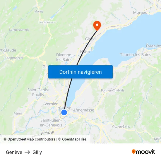Genève to Gilly map