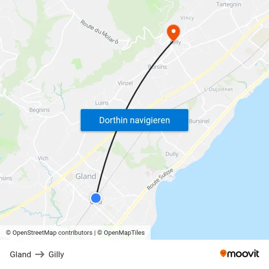 Gland to Gilly map