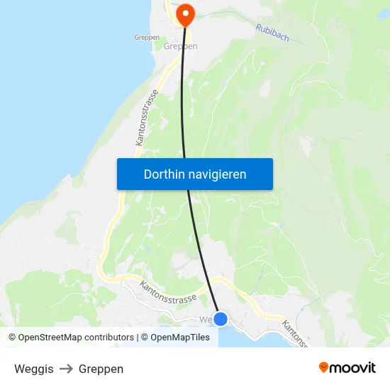 Weggis to Greppen map