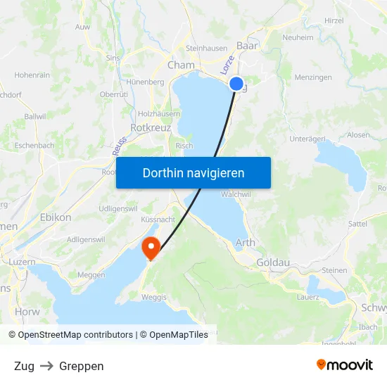 Zug to Greppen map
