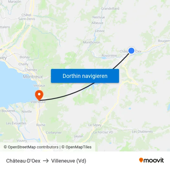 Château-D'Oex to Villeneuve (Vd) map