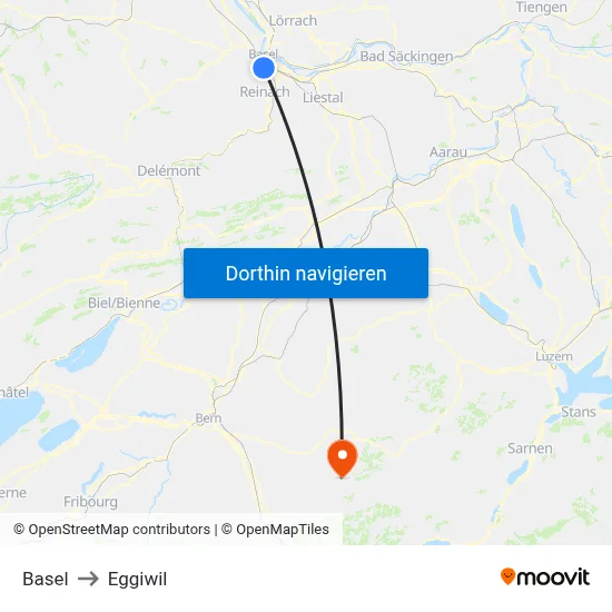 Basel to Eggiwil map