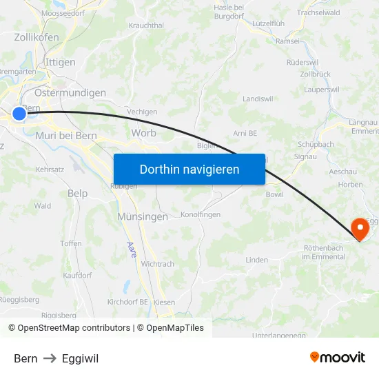 Bern to Eggiwil map