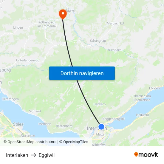 Interlaken to Eggiwil map