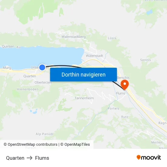 Quarten to Flums map