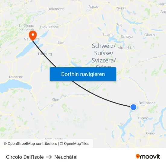 Circolo Dell'Isole to Neuchâtel map