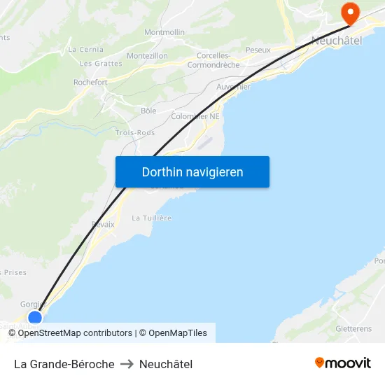 La Grande-Béroche to Neuchâtel map