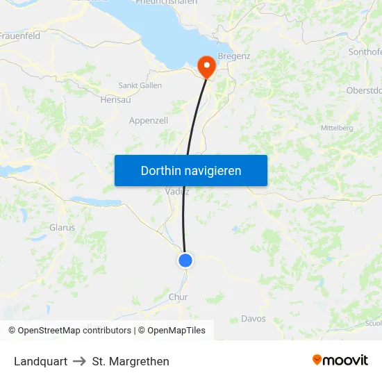Landquart to St. Margrethen map