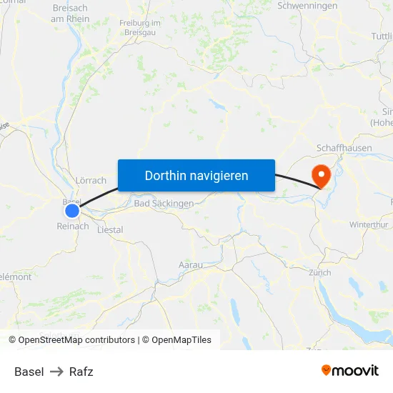 Basel to Rafz map