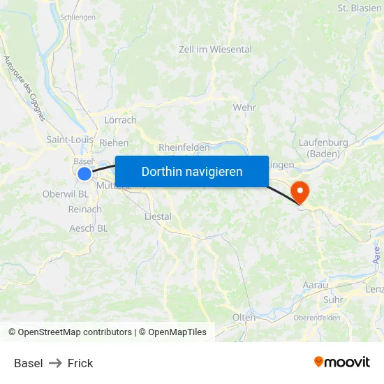 Basel to Frick map