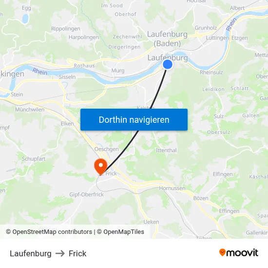 Laufenburg to Frick map