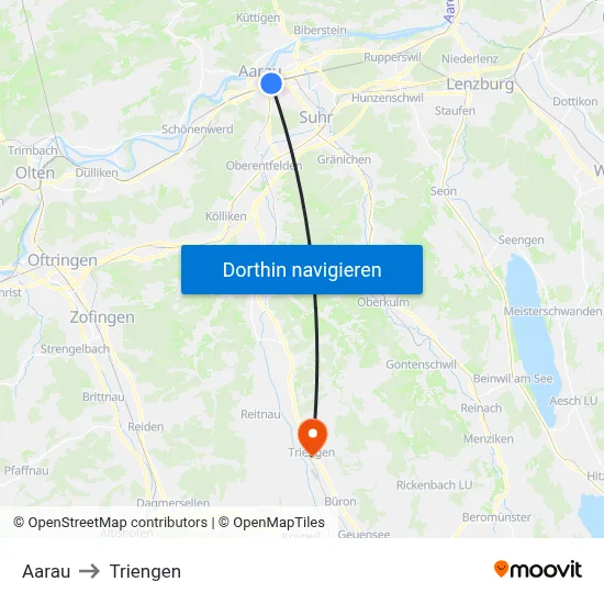 Aarau to Triengen map