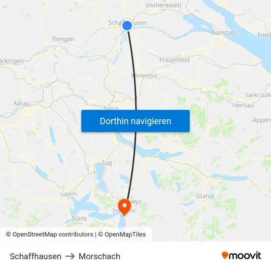 Schaffhausen to Morschach map